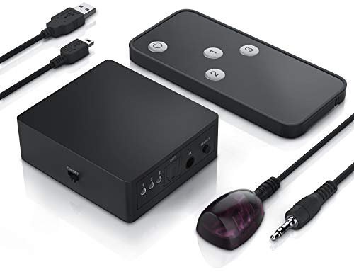 CSL - Toslink 3x1 Switch SPDIF TOSLINK Audio Umschalter mit Fernbedienung - 1 zu 1 Übertragung - kompatibel mit Apple TV PS3 PS4 Xbo Xbox One Blu-ray Player
