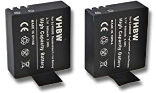 vhbw Set de 2 x Baterías Li-Ion 900mAh (3.7V) Compatible con Sjcam SJ5000X, SJ7000, SJ8000, SJ9000 reemplaza SJ4000 para videocámara Camcorder