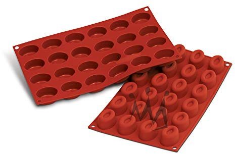 Silikomart Professional SF083 Silicone Baking Mold Small Oval Savarin 0.54 Oz, 1.61 x 1.14 x 0.78 High, 24 Cavities (1 Each)
