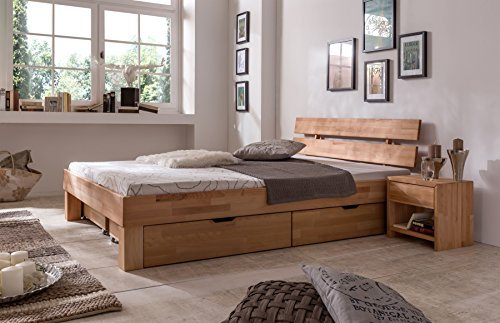 moebelstore24 Futonbett Bett Judith Kernbuche-Massiv Natur geölt, 140 x 200 cm. Nur bettgestell ohne bei möbel