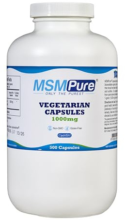 KALA HEALTH MSMPure MSM Vegetarian Capsules – 1,000 mg US-Made MSM per Capsule for Joint Health, Skin Appearance, Hair & Nail Support – 500 Count, Organic Sulfur