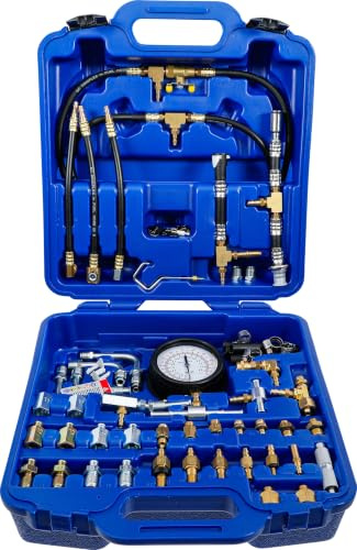 BGS 8026 | Benzindruck-Prüfer | Manometer 0-8 bar | 30 Adapter | für mechanische und elektronische Benzin-Einspritzanlagen | regelbares 3-Wege-Ventil | 5 Schläuche