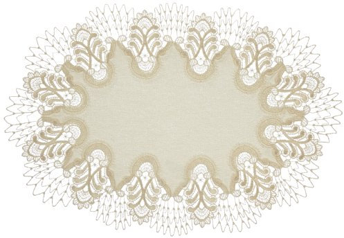 Plauener Spitze 4048M02_11_3248 Tischdecke Oslo, Größe 32 x 48 cm, oval