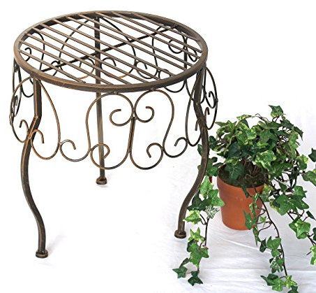 DanDiBo Blumenhocker Metall Braun Rund 35 cm Blumenständer 140129 XL Beistelltisch Pflanzenständer Klein