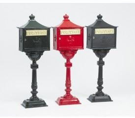 Charming Suffolk Letter/Post Box with Stand and Front Lockable Access Door - Red Powder Coated Finish