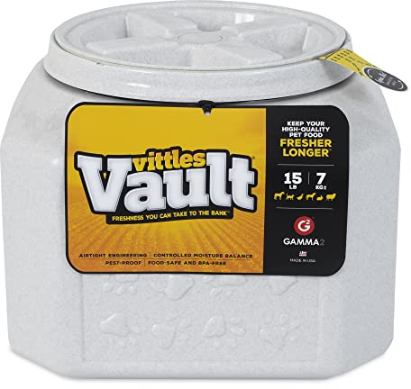 Gamma2 Vittles Vault Dog Food Storage Container with Airtight Lid, holds up to 10-15 Pounds of Dry Pet Food, Cat Kibble and Bird Feed, BPA Free, Made in USA