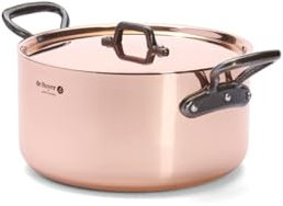 De Buyer - 6466.24 - Casseruola alta con coperchio, maniglie in bronzo - 24 cm