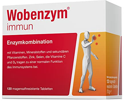 WOBENZYM® immun | 120 Tabletten | Immunkur | Unterstützt das Immunsystem mit Vitamin C und D, Zink und Selen | Für eine starke Immunabwehr | Kombination von Enzymen und Vitaminen | Abwehrkräfte