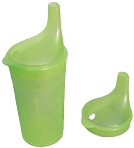 Saniversum UG Schnabelbecher Trinkbecher mit Deckel für Tee und Brei/transparent, autoklavierbar und mikrowellengeeignet, spülmaschinengeeignet, 250 ml, grün