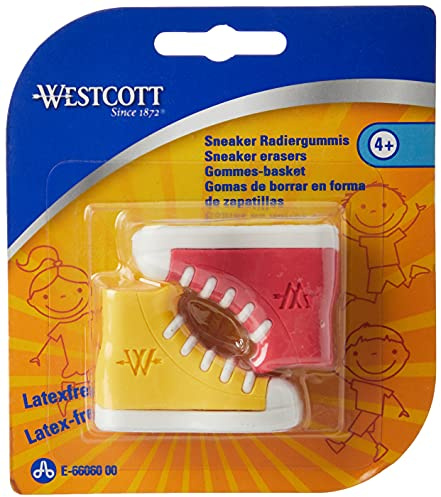 Westcott E-66060 00 Radierer Sneaker, 2-er Packung, farblich sortiert