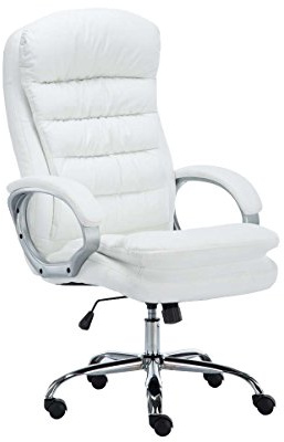 CLP Bürostuhl ergonomisch, XXL Vancouver, bis 150 kg belastbar, höhen-verstellbar, drehbar, kippbar fixierbar, Kunstleder | Farbe weiß