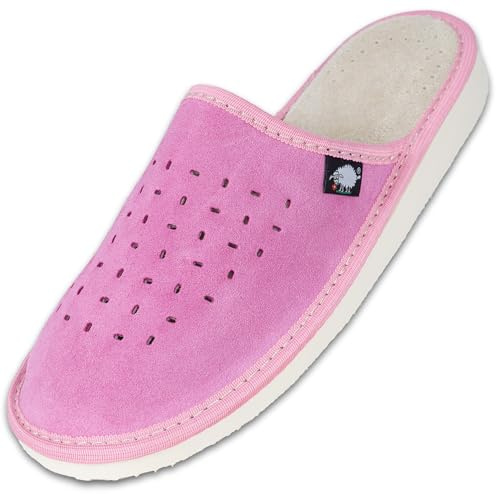 FOOTHUGS Suede Womens Slippers with Orthopeadic Insole, Size 4,5,6,7,8 UK (6 UK / 39 EU, Pink)