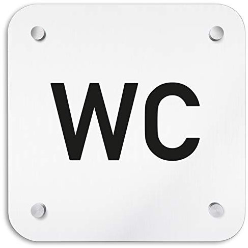 Kinekt3d Leitsysteme - Plaque de porte - Toilettes WC - XXL - Panneau de porte - Panneau en aluminium épais de 1,5 mm 200 x 200 mm - montage mural comprenant 4 espaceurs en acier inoxydable