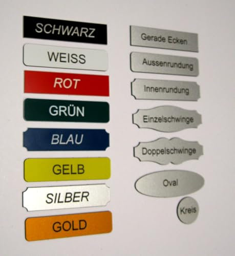 Selbstklebendes Klingelschild mit Wunschgravur personalisert, verschiedene Größen, Farben und Formen auch für Briefkasten, Türen, Mülltonnen, Hobbyraum, Werkstatt und Haushalt