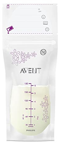 Philips Avent Muttermilchbeutel 180ml zum Aufbewahren & Einfrieren von Muttermilch, SCF603/25, vorsterilisiert, 25 Stück, weiß, 25 Stück (1er Pack)