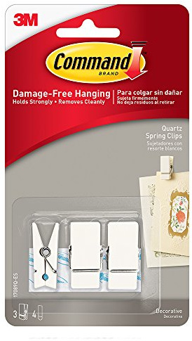 Command Strips 17089Q-ES Small Quartz Spring Clip 3 Clips 4 Strips
