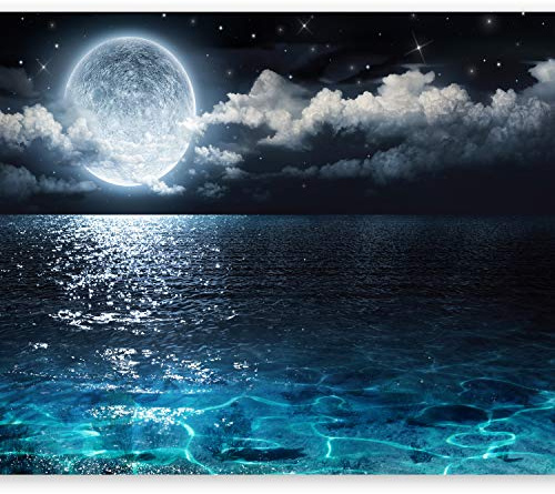 Wallpaper, Wall Mural Beach & Sea 350x256 cm / 137.8 x 96.5 | Non-Woven Premium Art Print Fleece Wall Mural Decoration Poster Picture Design Modern, Nature Night Landscape Clouds