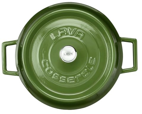 LAVA Cookware TRENDY Gusseisen emailliert Kasserolle/Bräter, rund, 24 cm, grün