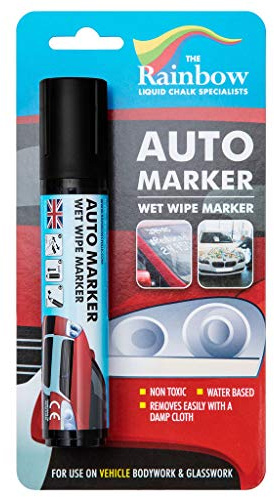 Window Markers for Glass Washable Car Window Paint Pen- Dry Erase Liquid Chalk Marker Car Decorations on All Surfaces, Tire, Windshield - Auto Marker, Autowriter, Rain Resistant (Black, Jumbo Tip)