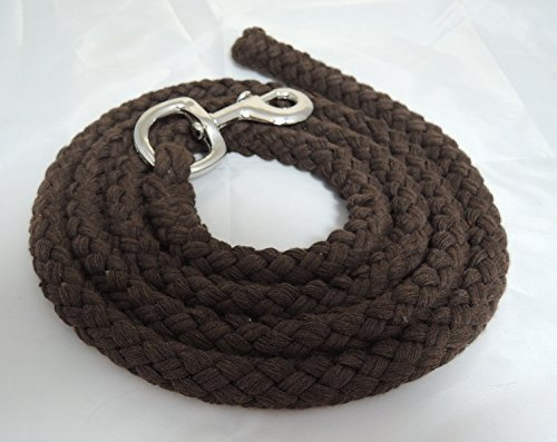Führstrick aus Baumwolle mit Kern 2 mtr in Schokobraun mit Karabiner Silber