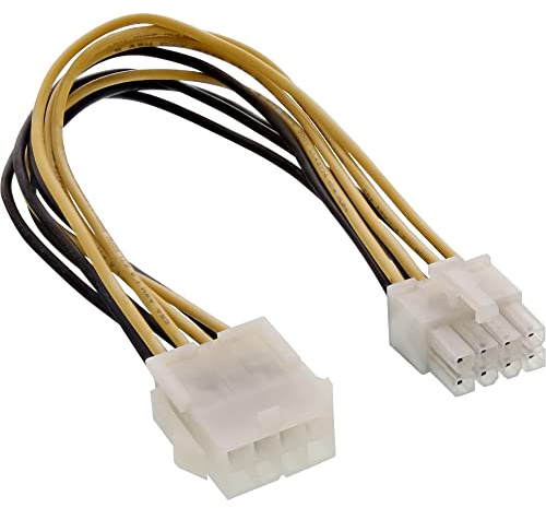 InLine 26631 Strom Verlängerung intern, Netzteil zu Mainboard 8pol. Stecker / Buchse, 0,2m