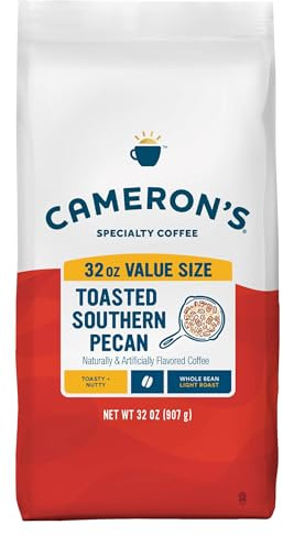 Cameron's Coffee Roasted Whole Bean Coffee, Flavored, Toasted Southern Pecan, 32 Ounce
