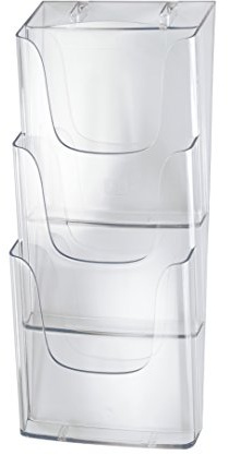 SIGEL LH135 väggbroschyrhållare av akryl med 3 fack, DIN A4, 2 stycken, transparent