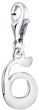 Nenalina 6. Geburtstag Karabiner Charm Anhänger Bettelarmband 925 Silber | Zahl 6 Geburtstagsgeschenk Damen-Charm-Anhänger für alle gängigen Charmträger Charm-Club Clasp-Charms