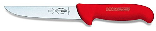 Dick Ausbeinmesser steif 15 cm breit - Griff rot - Messer zum zerlegen und zerteilen von Fleisch