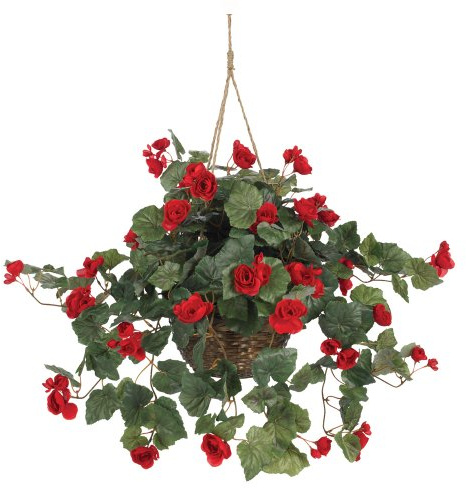 Nearly Natural Begonia Hanging Basket