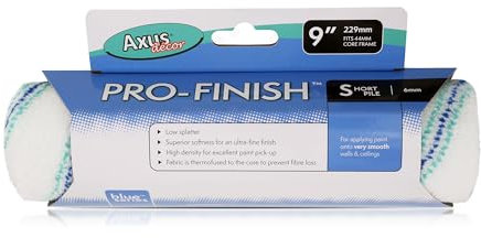 Axus Decor Pro-Finish Roller, Short Pile (Blue Series) For Professional & DIY Projects, Ideal for Newly Plastered or Smooth Walls & Ceilings, Sleeve Core Diameter 9/230mm,44mm core