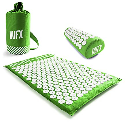 Acupressure Mat and Pillow Set - Relieves Stress, Back, Neck, and Sciatic Pain - Comes with a Vinyl Carry Bag for Storage and Travel - Green