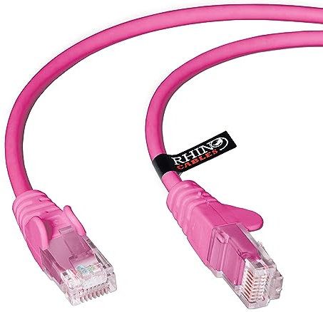 rhinocables CAT 5e High-Speed Ethernet Cable - Reliable LAN Network RJ45 Cable for Fast Internet & Data Transfer | Durable WiFi Broadband Cable for Gaming & Streaming, (10m, Pink, Pack of 1)