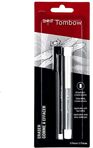 Tombow 57317 Mono Zero Radiergummi, rechteckig, 2,5 mm, Präzisionsspitze, Stift mit Nachfüllmine.