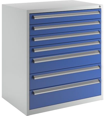eurokraft Basic | Werkzeugschrank | Breite 900 mm, Höhe 1000 mm, Schubladen 4 x 100, 2 x 150, 1 x 200 mm