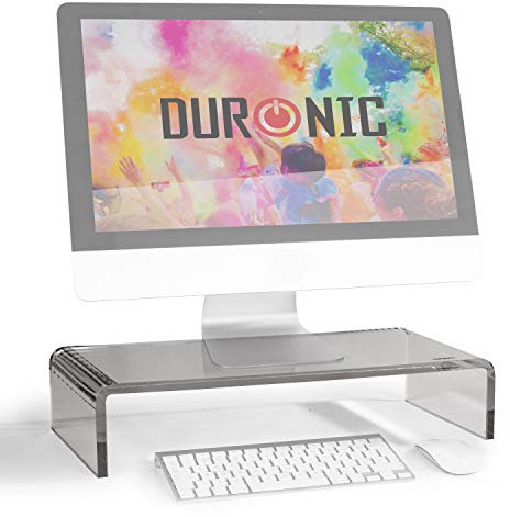Duronic Monitor Stand Riser DM054 | Laptop and Screen Stand for Desktop | Black Acrylic | Support for a TV or PC Computer Monitor | Ergonomic Office Desk Shelf | 30kg Capacity | 50cm x 20cm