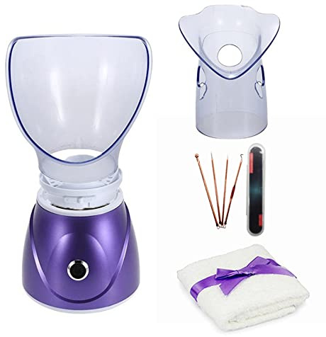 Hann Facial Steamer Professional Sinus Steam Inhaler Face Skin Moisturizer Facial Mask Sauna Spa Steamers with Aromatherapy Diffuser Humidifier Function (Purple)