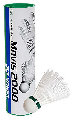 YONEX Mavis 2000 Federbälle, Nylon, Grün, 6 Stück, weiß