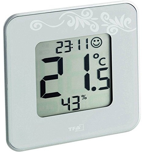 TFA Dostmann Style digitales Thermo-Hygrometer, 30.5021.02, Taupe, zur Raumklimakontrolle, L 105 x B 14 (41) x H 105 mm