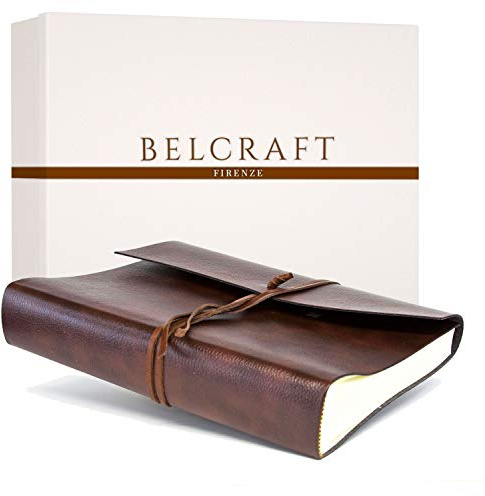 Tivoli Album Fotografico in Pelle Riciclata, Album Portafoto, Scrapbook, Realizzato a mano da Artigiani Toscani, Include Scatola Regalo, A4 (23x30 cm) Marrone