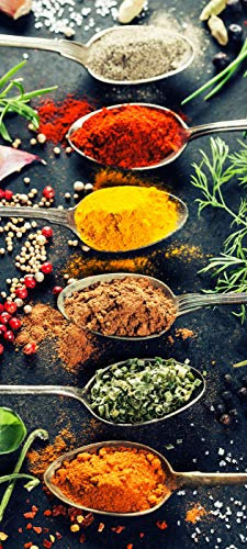 Bilderdepot24 Türtapete Kräuter und Gewürze 90 x 200 cm - einteilig Türaufkleber Türfolie Türposter - Essen Kochen Küchenbild