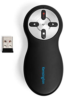 Kensington kabelloser Presenter mit rotem Laser, 2.4Ghz USB Presenter, Roter Laserpointer, Für PC und Mac, Fernbedienung & Steuerung für PowerPoint und KeyNote, 20 m Reichweite, Schwarz, 33374EU