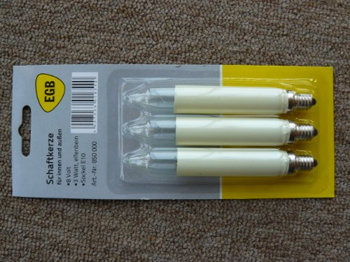 3x Schaftkerze 8V, 3W, Fassung E10