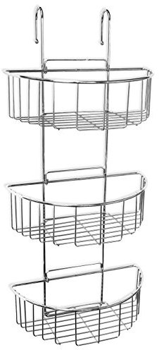 TATAY Mensola per doccia in Metallo Cromato, con 3 cestini, ideale per essere appeso al box doccia. 27,5 x 15 x 60 cm
