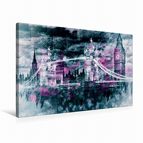CALVENDO Premium Textil-Leinwand 75 x 50 cm Querformat Premium Textil-Leinwand 75 cm x 50 cm quer LONDON Collage | Wandbild, HD-Bild auf Keilrahmen, Wanddekoration, Kunstdruck von Melanie Viola
