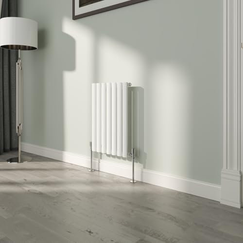 NRG White Oval Radiator Horizontal 600x413mm Single Panel Central Heating Radiators Perfect for Bathrooms Kitchen Living Room