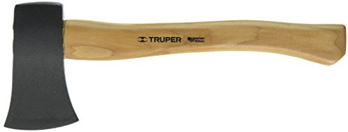 Truper 1.25 lb Camp Axe, 14-Inch American Hickory Wood Handle, Forged Steel Head, Compact Hatchet for Camping, Hiking & Kindling (Model HC-1 1/4H / 30514)