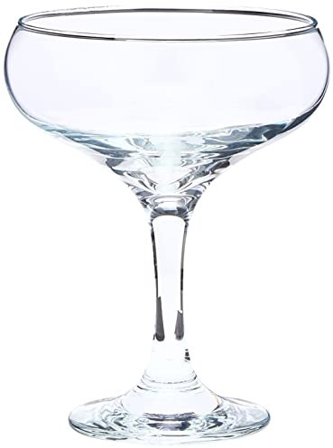 Pasabahce Bistro Champagne Saucers – Pack of 12, 270 ml (9.5 oz) Coupe Glasses – Elegant Soda-Lime Glass for Champagne & Cocktails, Dishwasher Safe
