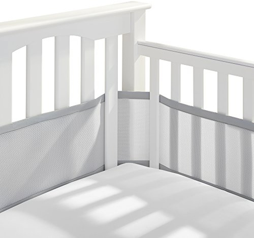 BreathableBaby Breathable Mesh Liner for Full-Size Cribs, Classic 3mm Mesh, Gray (Size 4FS Covers 3 or 4 Sides)