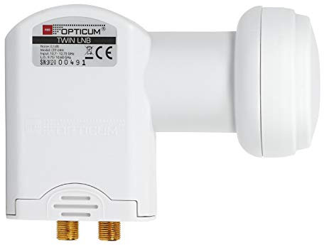 RED OPTICUM LTP 04H Twin LNB I Hitze- & kältebeständiger Digital-LNB 2-fach mit nur 0.1dB Rauschmaß und ausziehbarem Wetterschutz I Full HD - 3D - UHD - 4K Ready I Sat-LNB für 2 Teilnehmer weiß